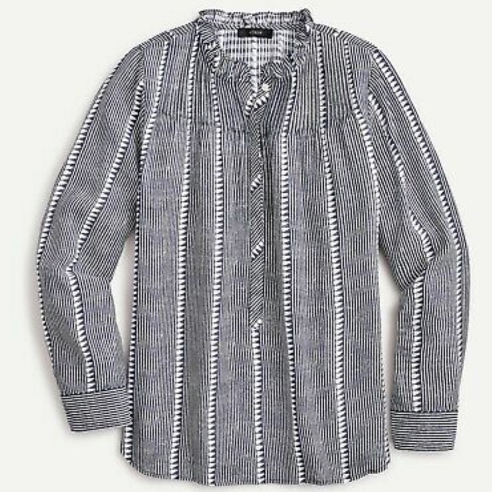 J. Crew Ruffleneck Classic Popover Blouse